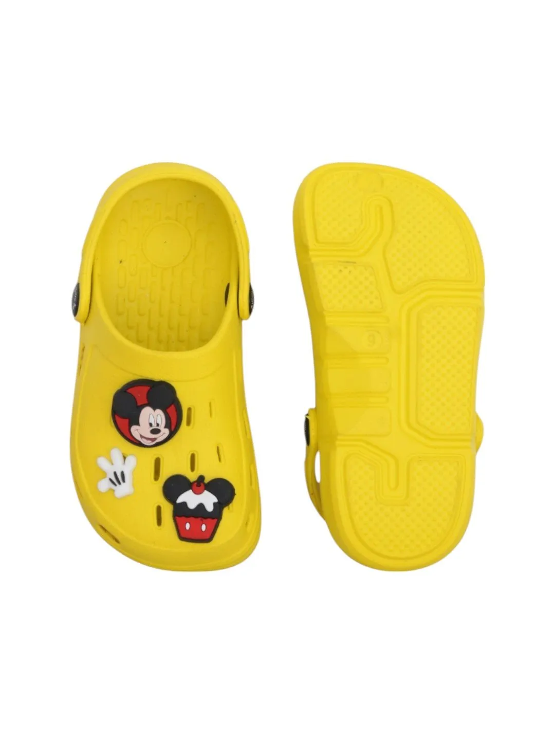 Yellow Bee Boys’ Disney Mickey Mouse Clogs with Gloves & Cupcake Charms – Yellow