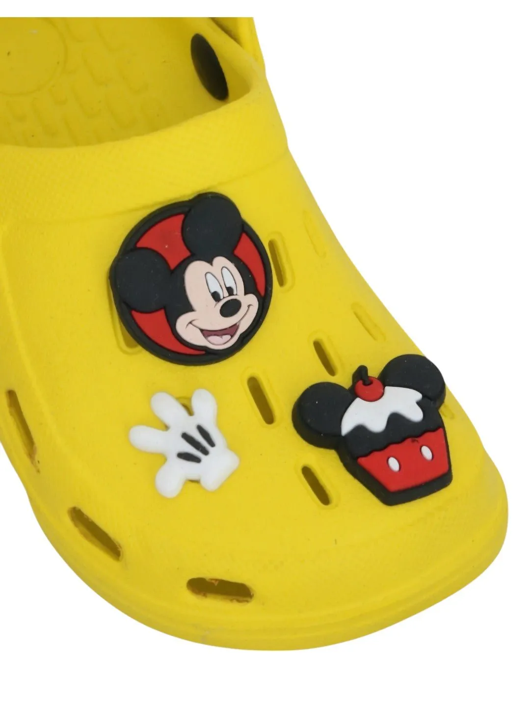 Yellow Bee Boys’ Disney Mickey Mouse Clogs with Gloves & Cupcake Charms – Yellow