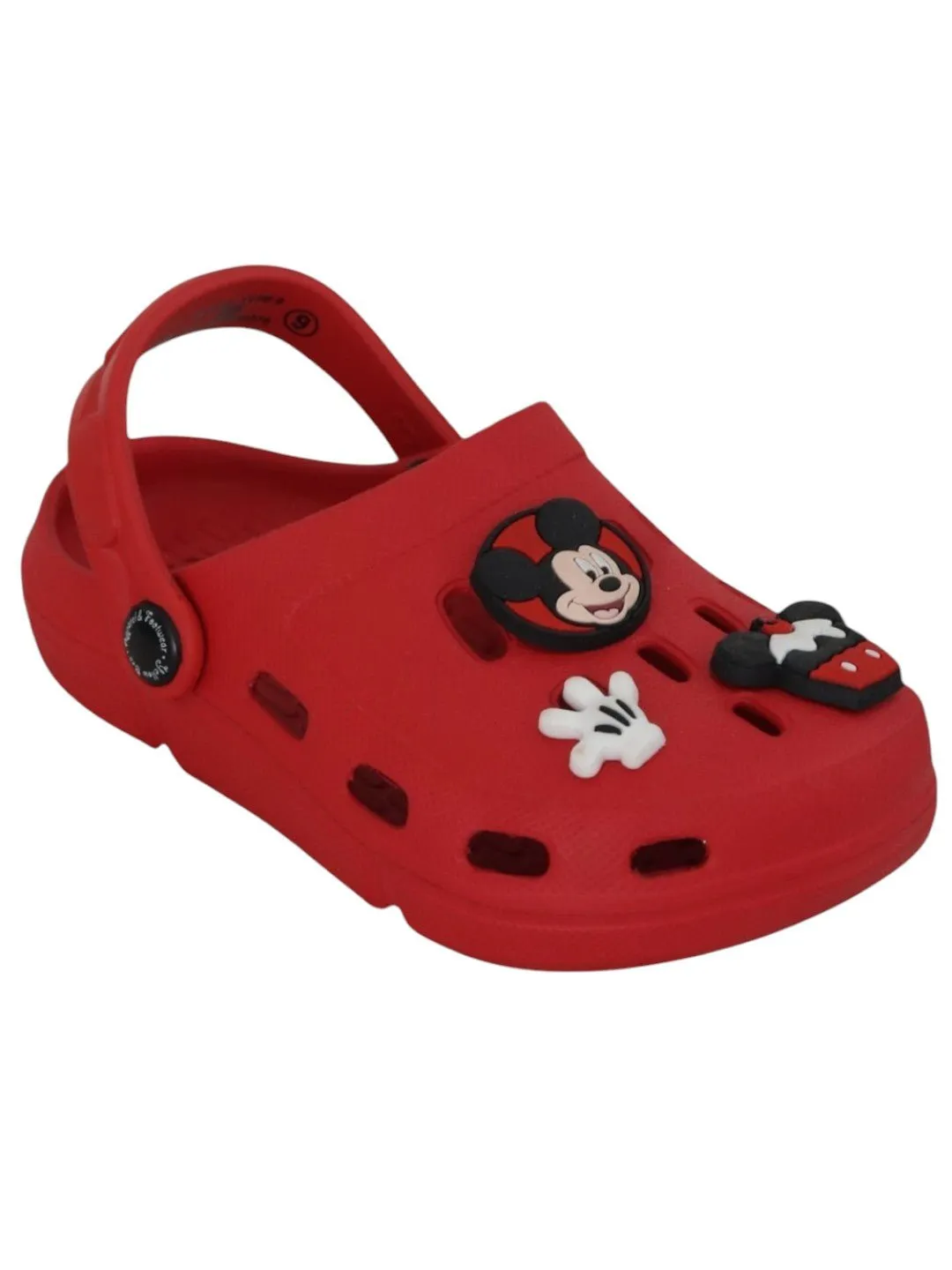 Yellow Bee Girls’ Disney Mickey & Minnie Mouse Clogs with Bow, Gloves & Cupcake Charms – Red
