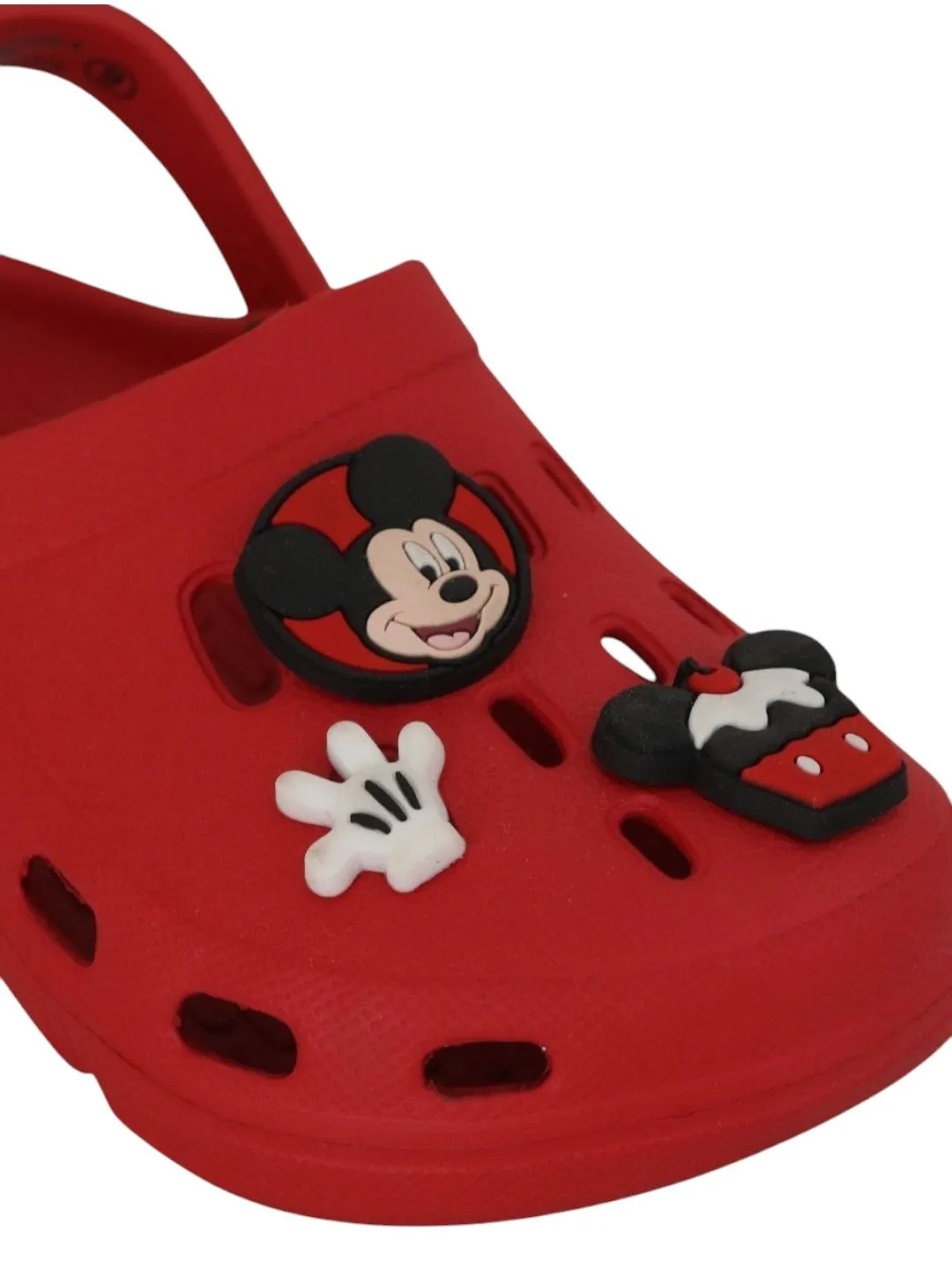 Yellow Bee Girls’ Disney Mickey & Minnie Mouse Clogs with Bow, Gloves & Cupcake Charms – Red