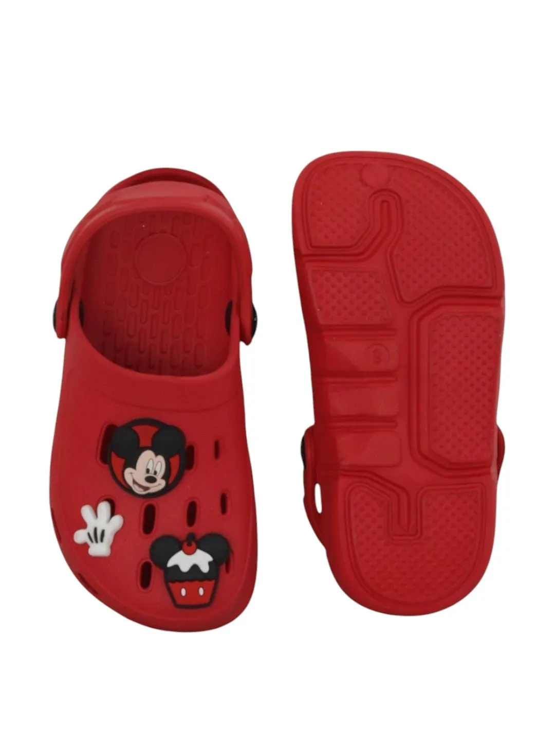 Yellow Bee Girls’ Disney Mickey & Minnie Mouse Clogs with Bow, Gloves & Cupcake Charms – Red