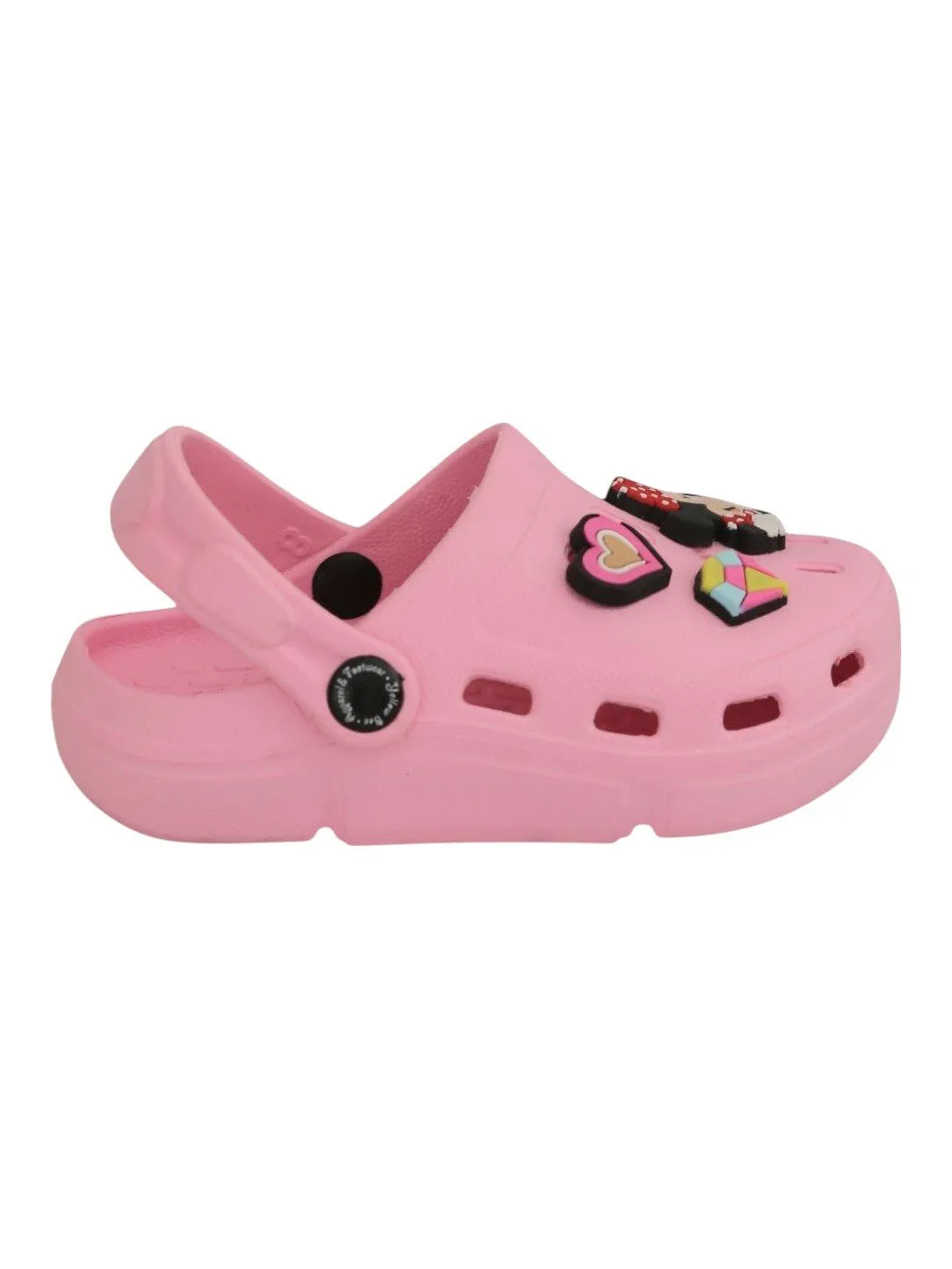 Yellow Bee Girls Disney Minnie Mouse, Daisy Duck Clogs with Vibrant Heart & Diamond Accents - Pink