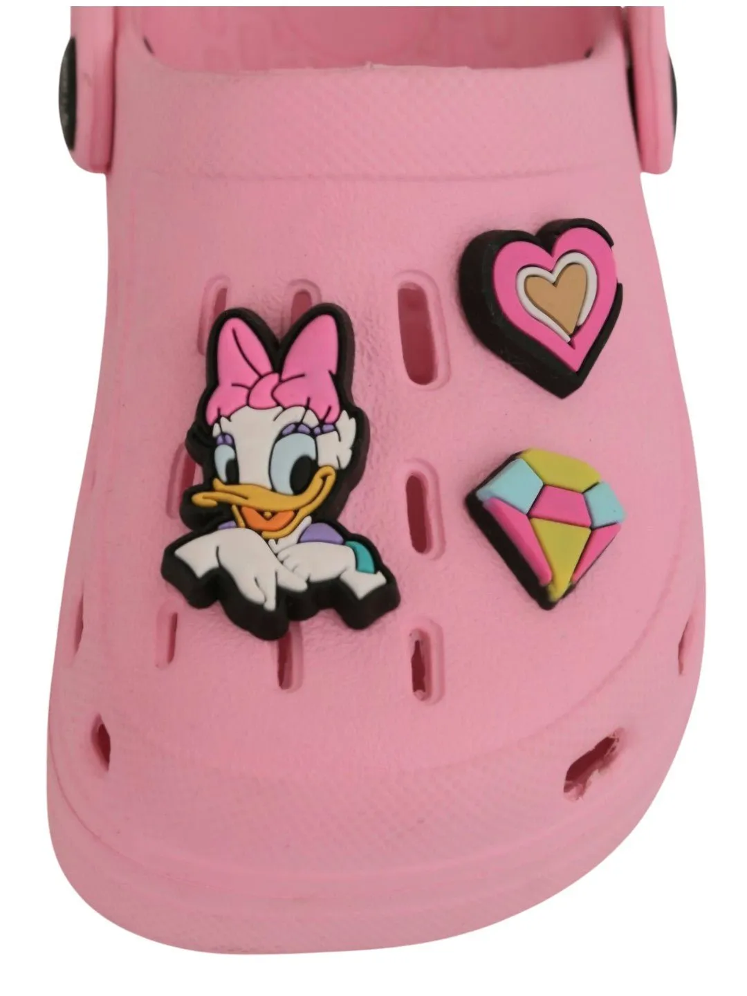 Yellow Bee Girls Disney Minnie Mouse, Daisy Duck Clogs with Vibrant Heart & Diamond Accents - Pink