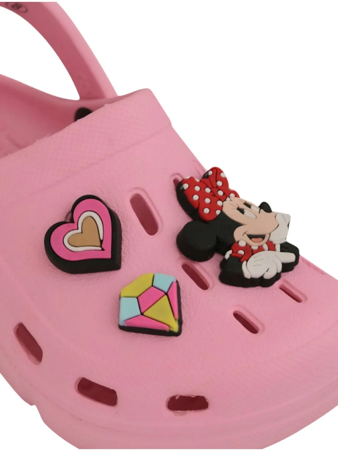 Yellow Bee Girls Disney Minnie Mouse, Daisy Duck Clogs with Vibrant Heart & Diamond Accents - Pink