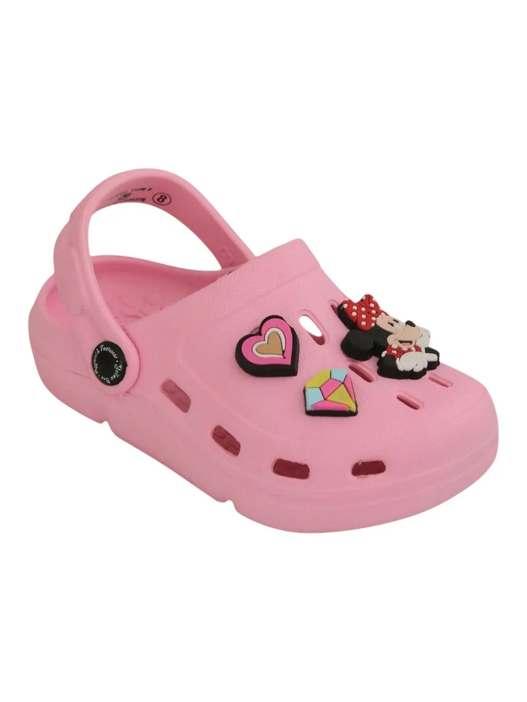 Yellow Bee Girls Disney Minnie Mouse, Daisy Duck Clogs with Vibrant Heart & Diamond Accents - Pink