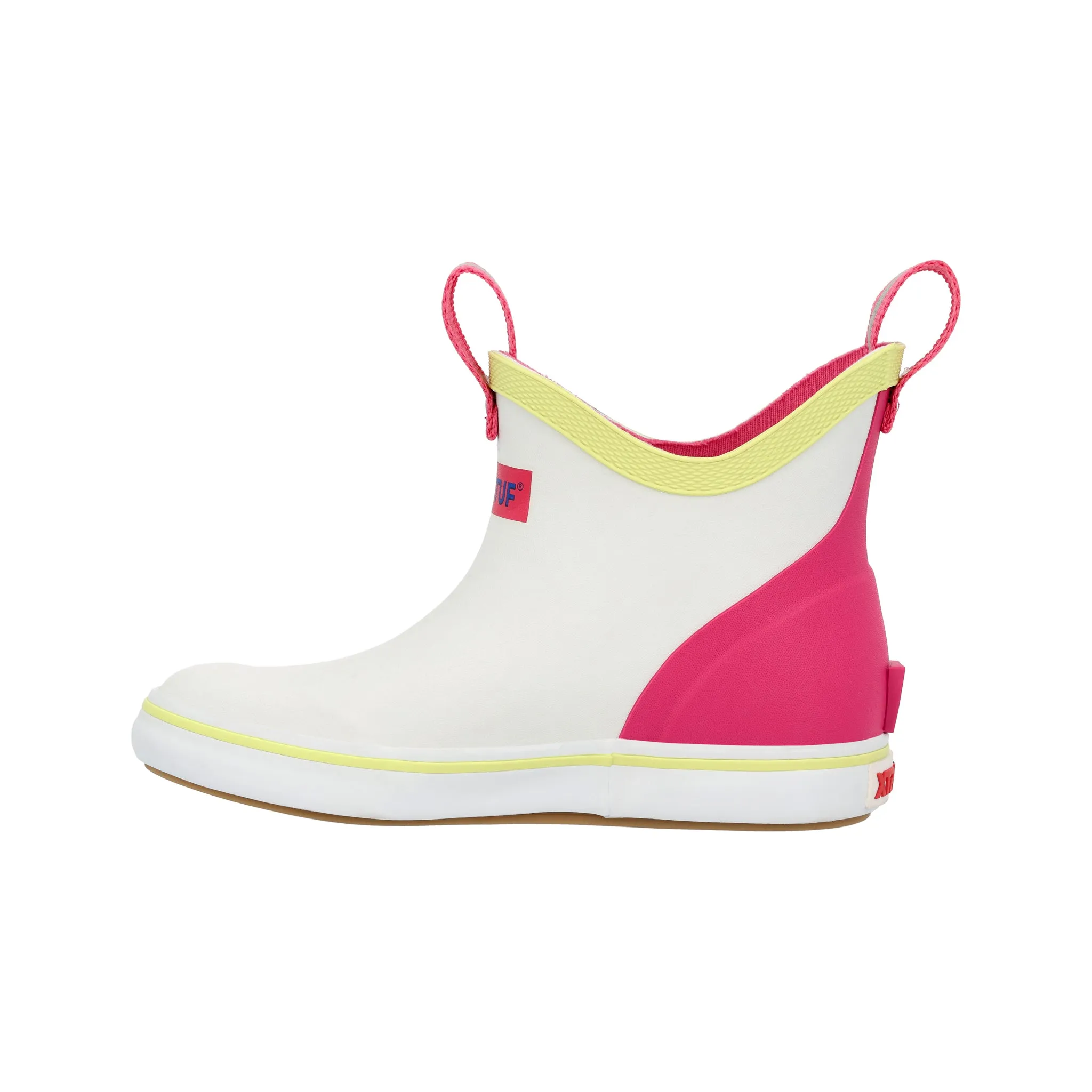 Youth Pink Ankle Deck Boot in White