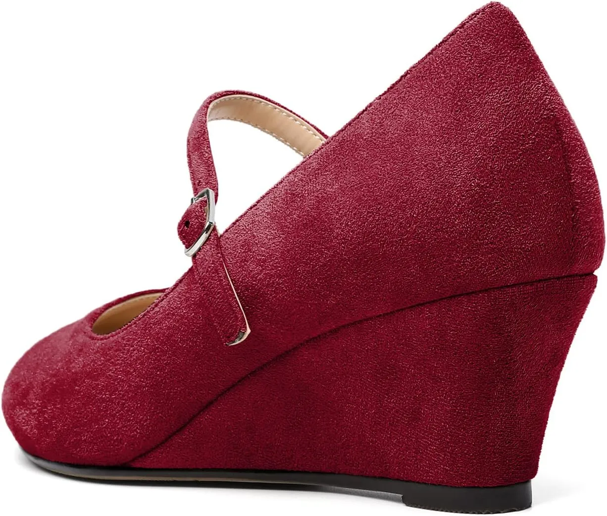 Zamikoo Women's Mary Jane Wedge Low Heel Pumps 2 Inch Round Toe Wedge Heels Dress Shoes for Office Wedding Party