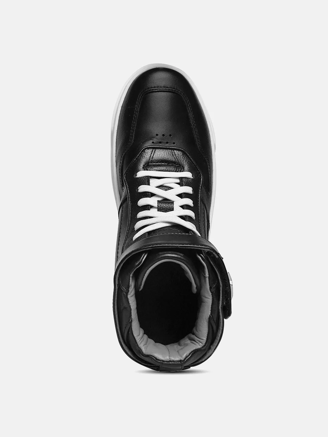 ZH I - BLACK - Black High-Top Leather Sneakers