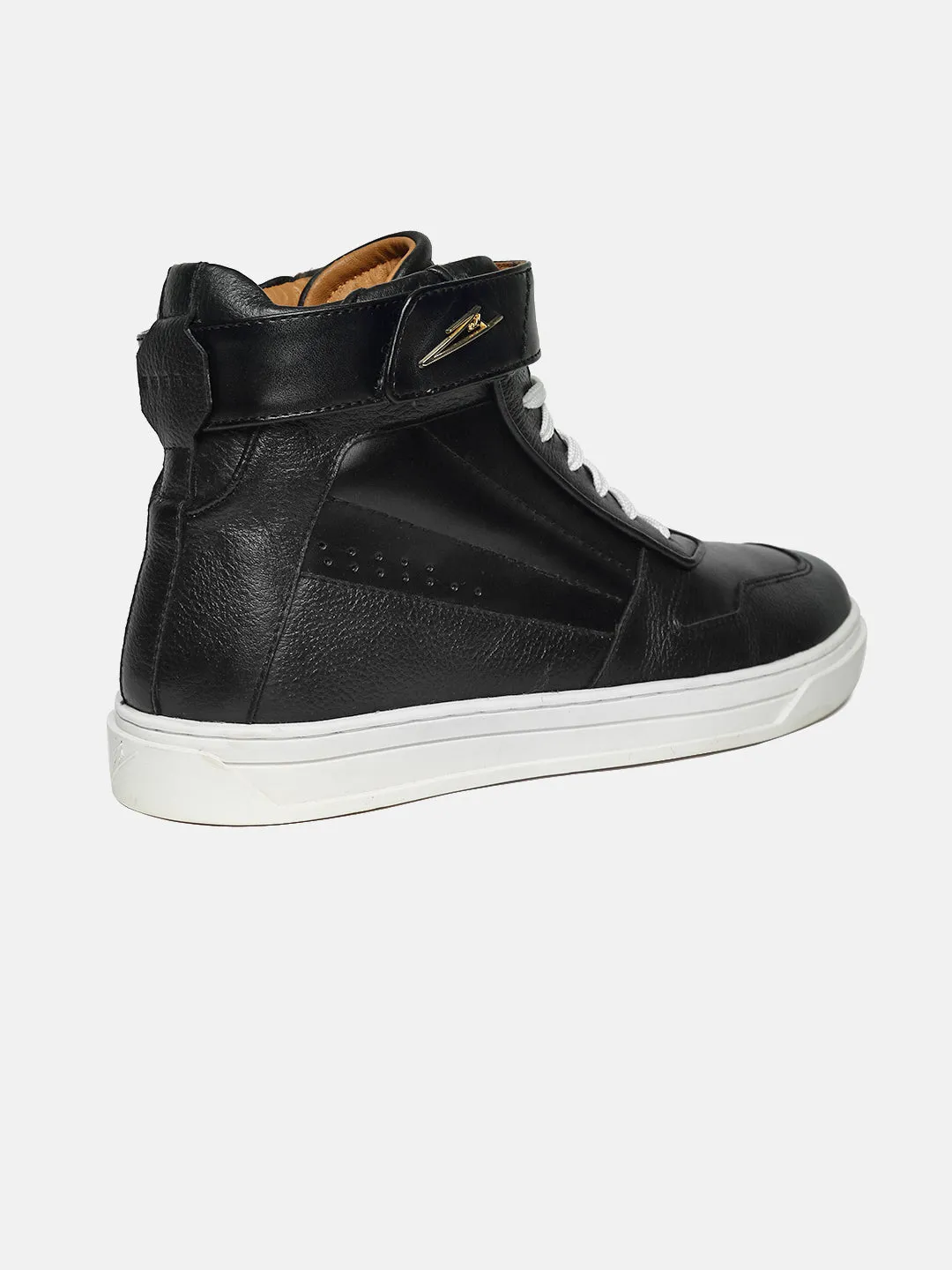 ZH I - BLACK - Black High-Top Leather Sneakers