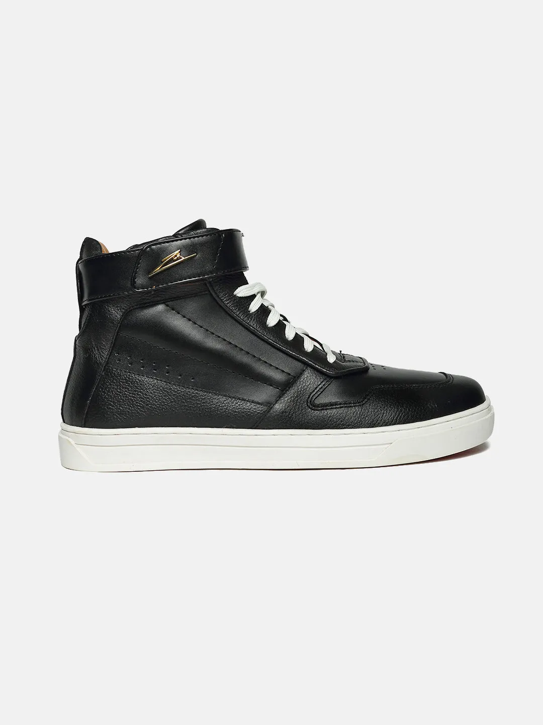 ZH I - BLACK - Black High-Top Leather Sneakers