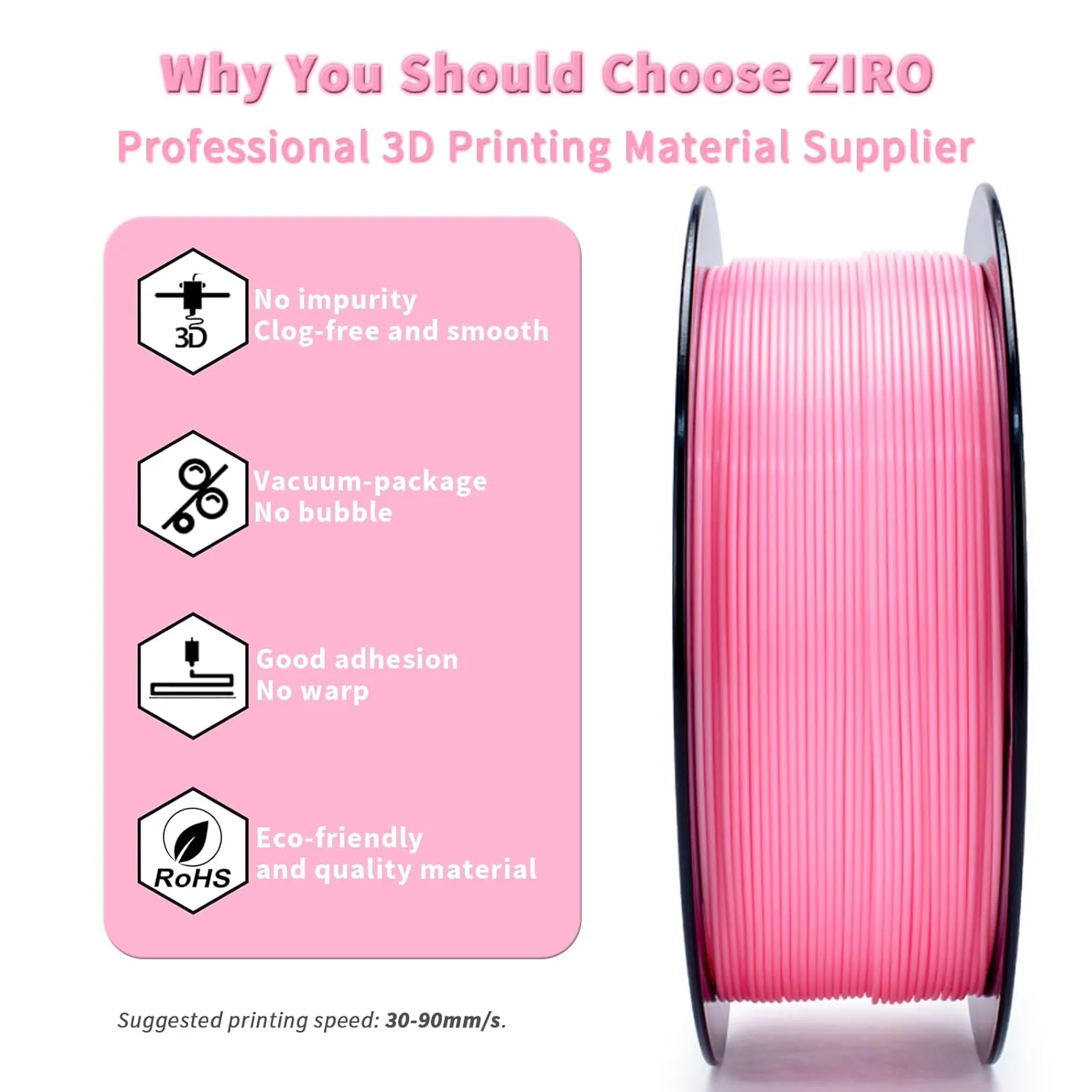 ZIRO Fluorescence 1.75mm PLA Filament, Luminous ONLY by UV Light, Glow Effect Bright Color PLA, Dimensional Accuracy  /- 0.03mm, Fit for Most FDM 3D Printers and Pen, 1KG Spool, Fluo Pink